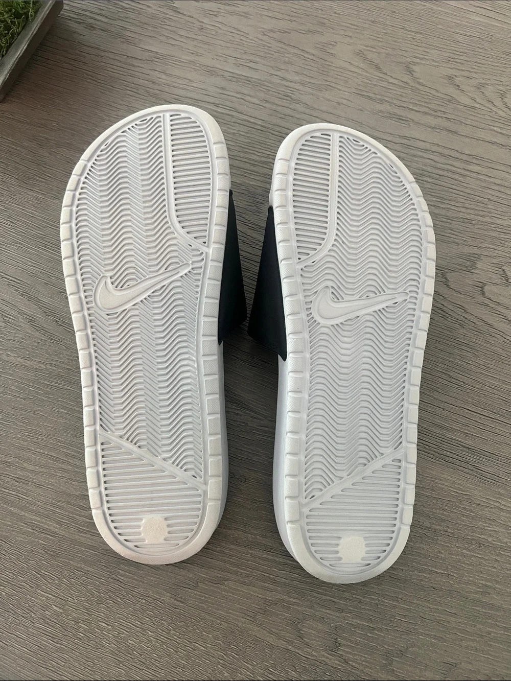 Nike Black Slides with Neon Yellow Logo